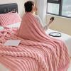 Summer AC Flannel Blanket Thickened Double-sided Plush Striped Texture Solid Color Office Nap Home Bed Sofa Travel Cozy Warm Winter Blanket