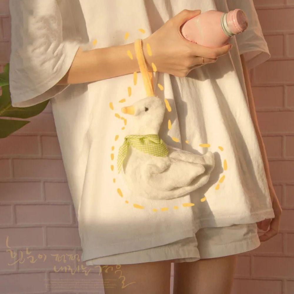 Animal Plush Duck Coin Purse Zipper Cartoon Wrist Bag Portable Animal Handbag  Female/Children