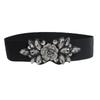 Korean Style Women Waistband Wide Rhinestone Waist Belt Simple Elastic Cummerbunds  Overcoat