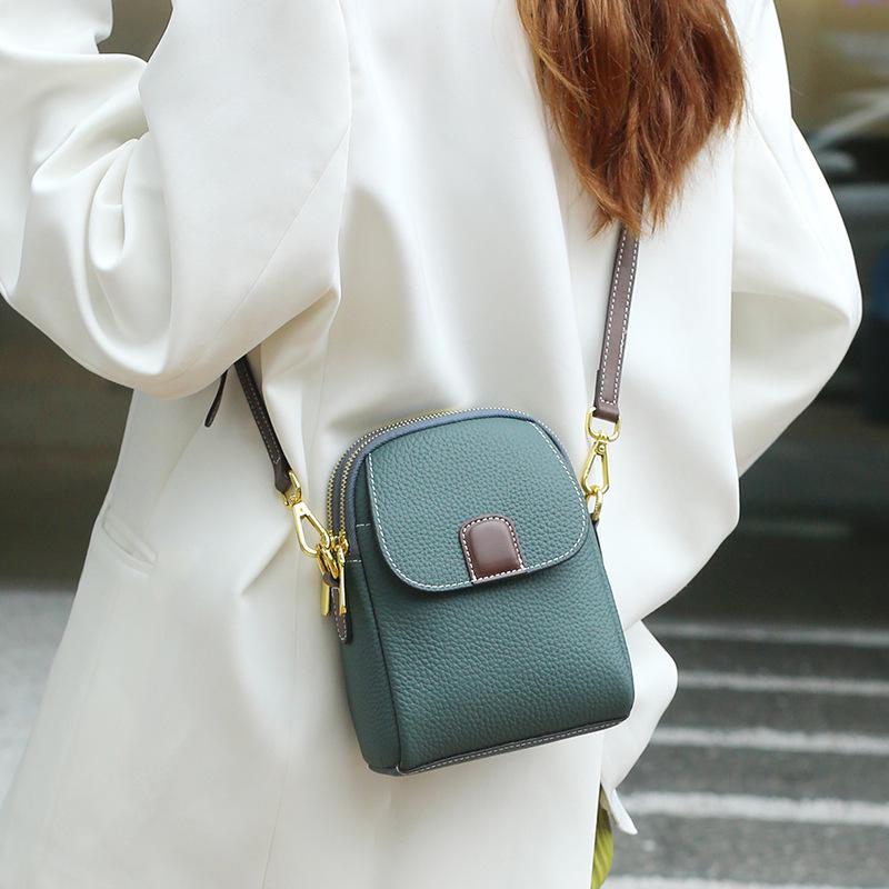 Genuine Leather Crossbody Handbag for Women, 2025 New Top Layer Cowhide Shoulder Bag, Versatile Small Phone Purse