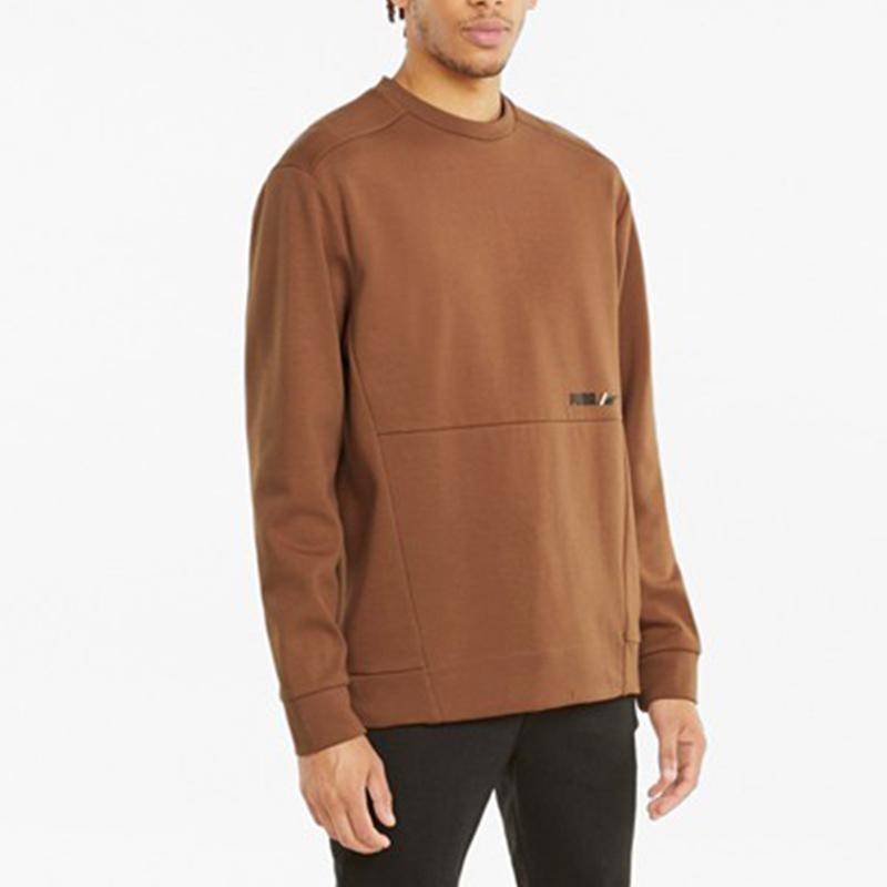 Puma Winterized Crew Neck Sweatshirt with Logo Print and Fleece Lining Men Tops Light-Brown 846545-17