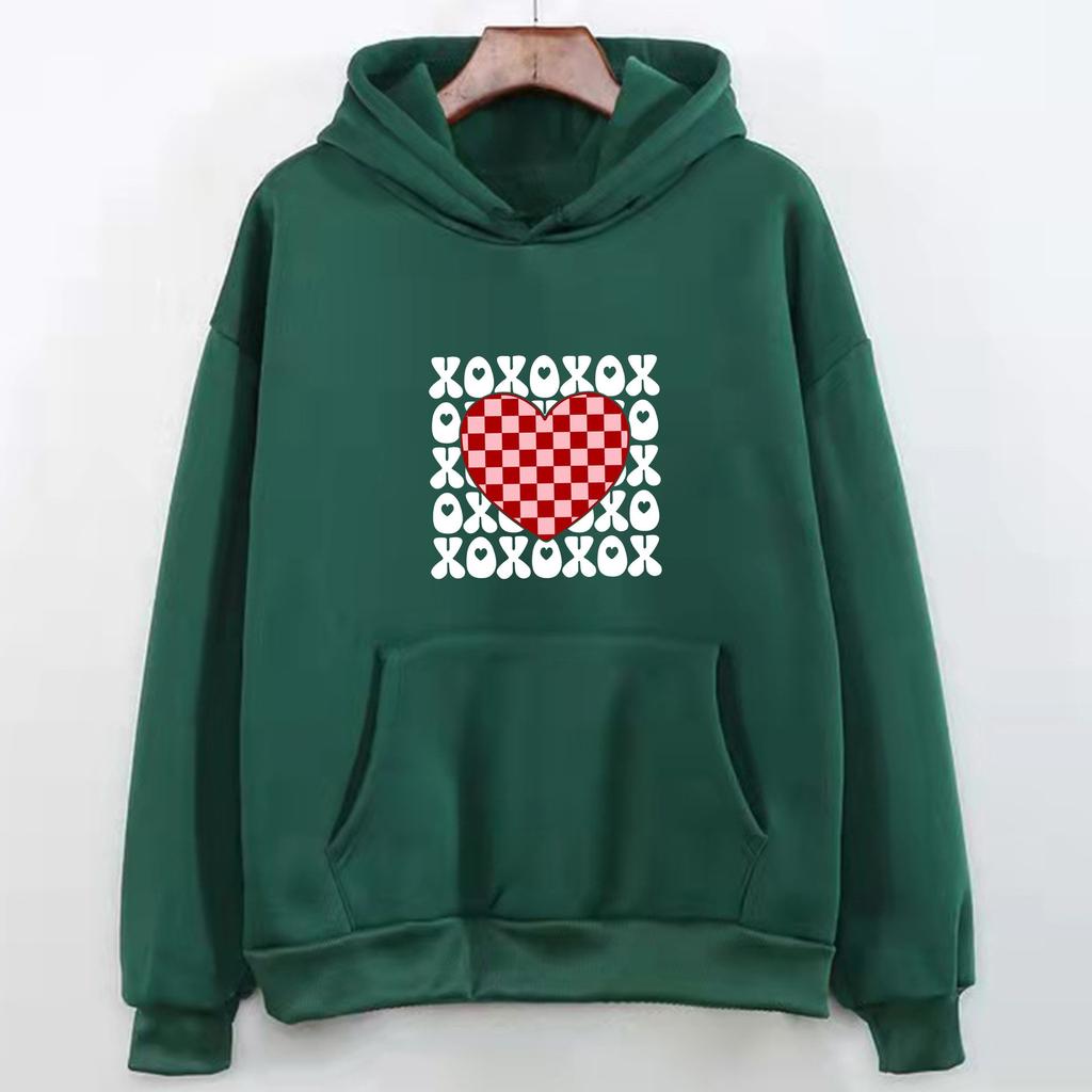Худи с капюшоном с принтом в виде шахматной доски и сердечек для мужчин и женщин, модный и универсальный топ, Amazon