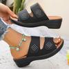 New Large Size Spring and Summer New Fish Mouth Velcro Rhinestone Slippers Sandals Women's Shoes
