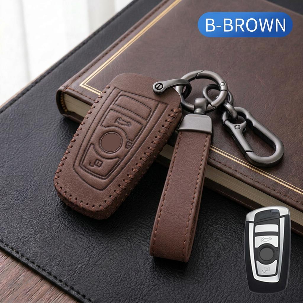Leather Car Key Fob Cover For BMW 1 2 3 4 5 67 Series F20 F30 F10 F01 X1 X3 X4 X5 X6 M3 M4 M5 M6 F48 F25 F15 E89 Key Case Holder