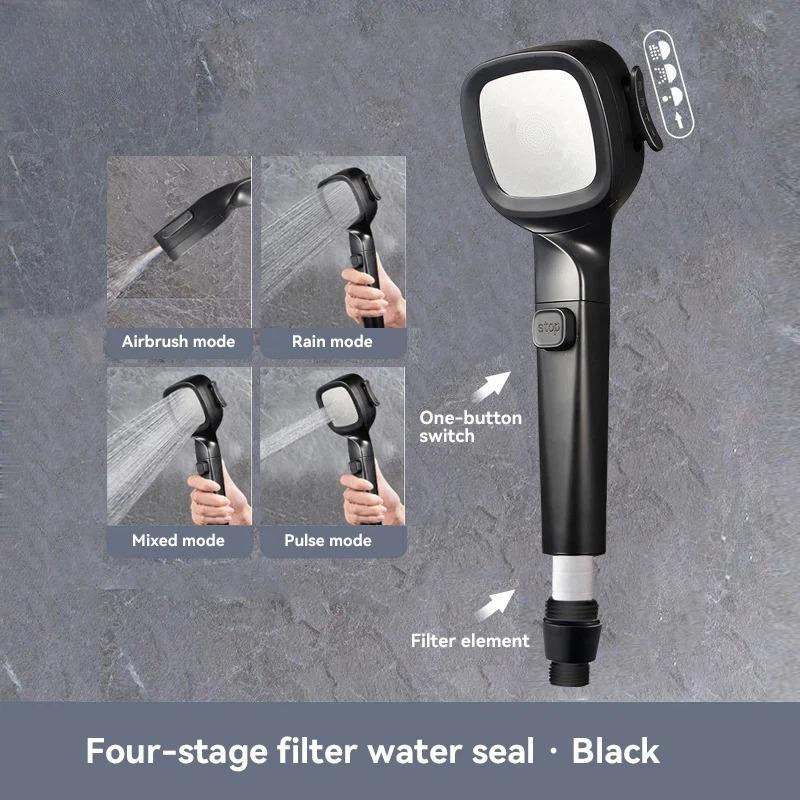 Массажная душевая лейка высокого давления с самоочисткой и фильтром - Остановка воды одним касанием, Прочный материал ABS, Экономия воды