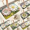 3D Floral Floor Mat Absorbent Diatomaceous Mud Rug Non-Slip Bathroom Entrance Carpet Quick Drying Mat for Living Room Kitchen