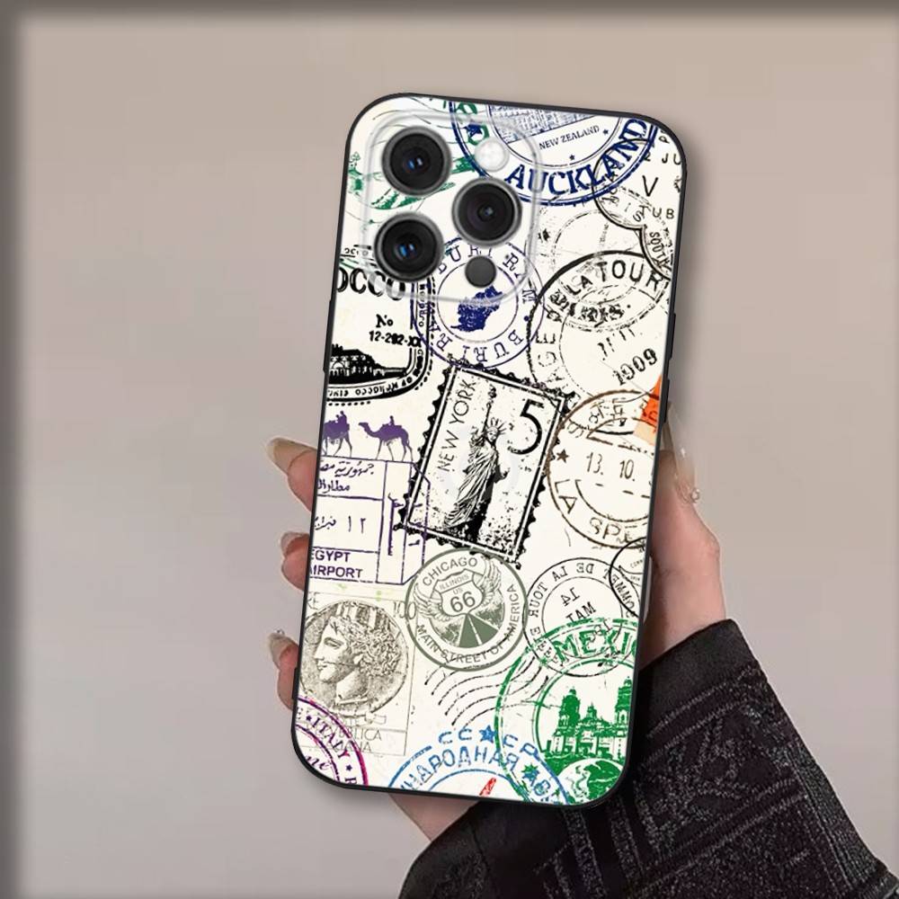 Чехол для телефона "План поездки" для iPhone 17,16,15,14,13,12,11,Pro,Max,Plus,Air,X,XS,XR,SE,8,7,Mini, Мягкий черный Funda