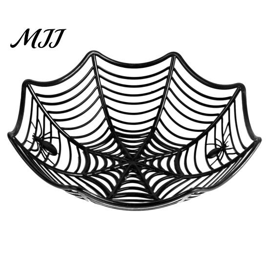 Прочная Halloween-миска Корзина-паутина, Пластиковая миска для фруктов с дизайном паутины, Качественный держатель для угощений или конфет "Сладкое или гадость" для обеденного стола,