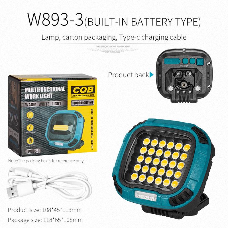 COB Rechargeable Working Lamp Multi-Functional Portable Magnetic Floodlight Outdoor Camping Emergency Repair Highlight Lamp W893