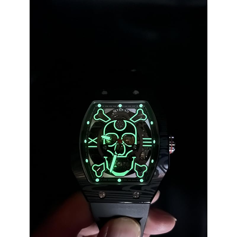 SEVEN XII часы мужские механические часы-скелетон с автоподзаводом часы-скелетон мужские часы Люминесцентный циферблат водонепроницаемые роскошные Мужские часы популярны,