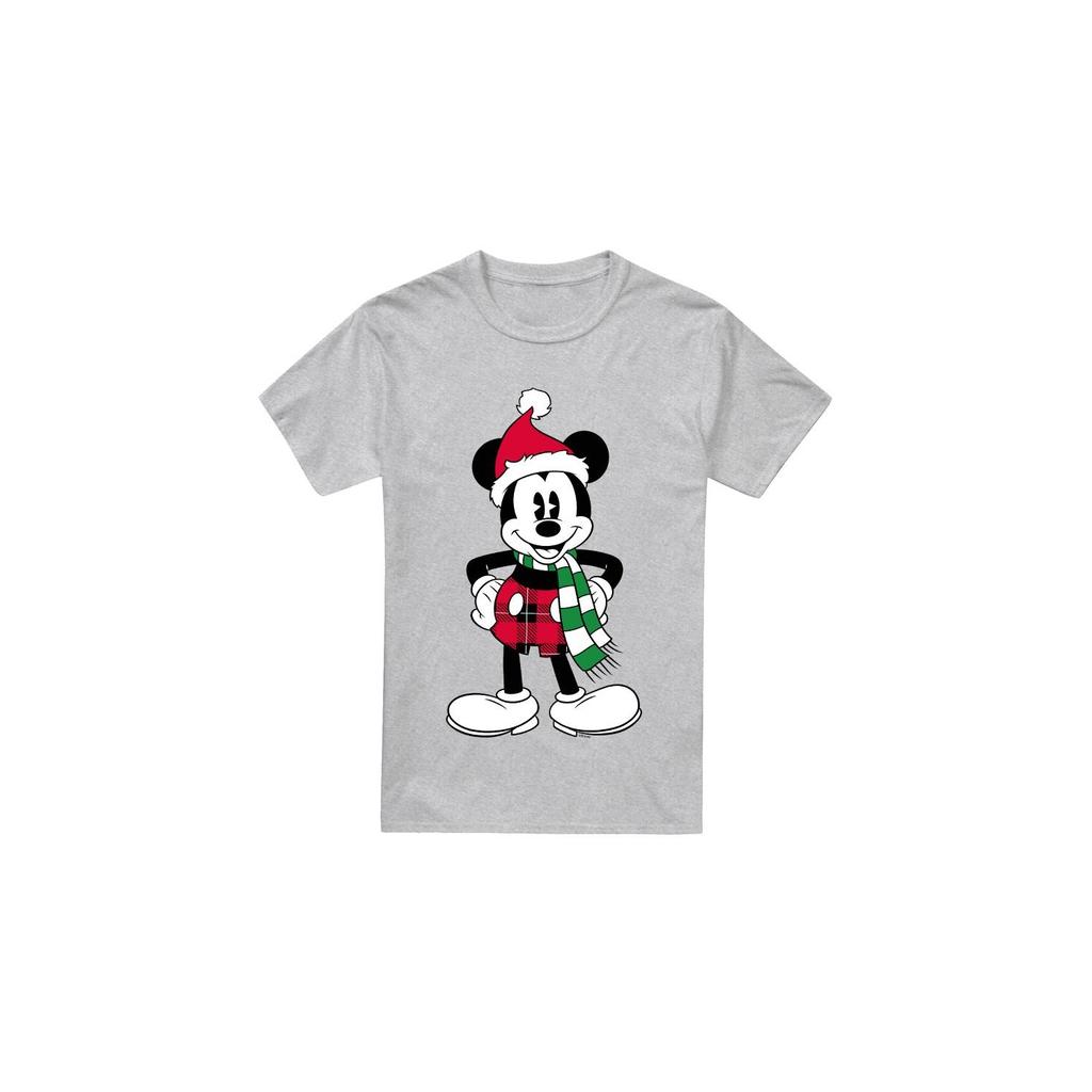 Disney Mens Mickey Mouse Tartan Christmas T-Shirt