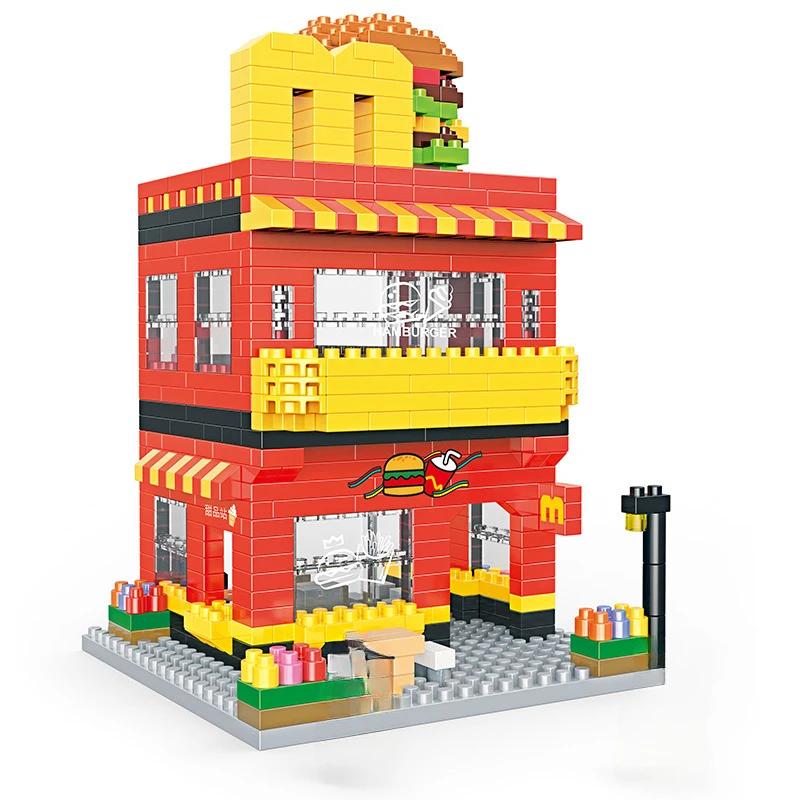 Mini Blocks Cute Street Creative Store Small Shop Coffee Food Flower Fun Building Bricks Girl Gifts Toys For New Year Present