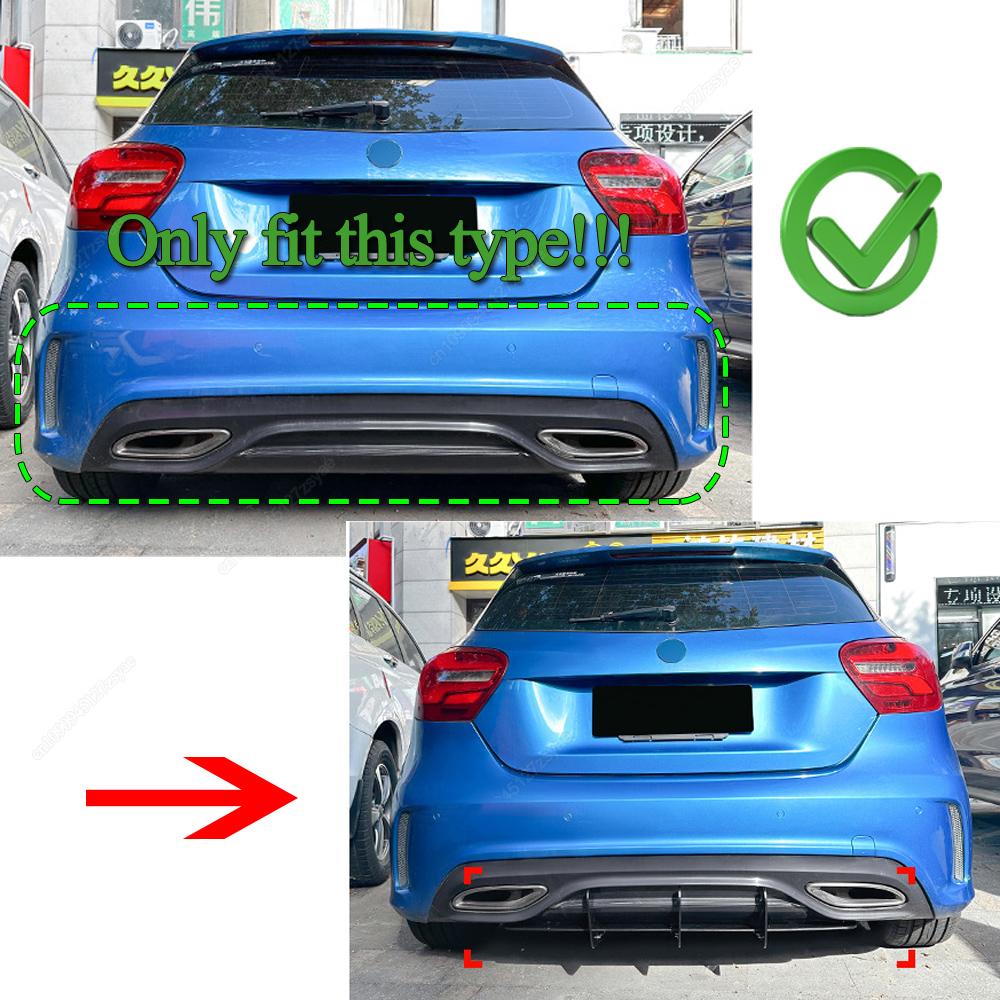 Rear Bumper Lip Diffuser Spoiler Splitter For Mercedes Benz A Class W176 AMG Line 2016-2018 Hatchback Bodykit Tuning Gloss Black