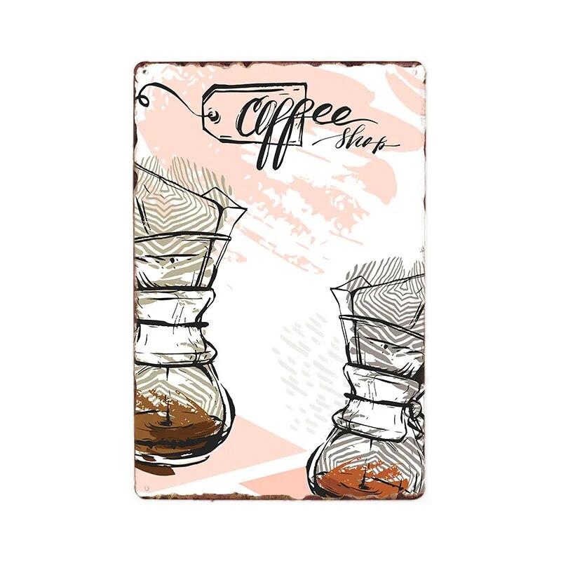 Retro Metal Coffee Tin Signs Cafe Shop Plaque Vintage Bar Pub Wall Decorative Poster Home Decor 20x30cm
