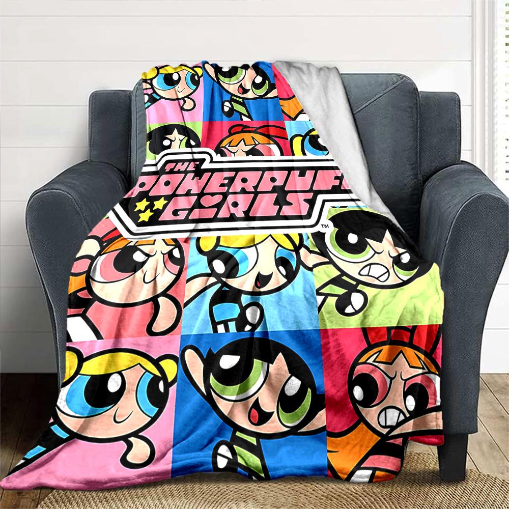 Powerpuff Girls Adventure Flannel Blanket Super Soft Warm Cozy Blanket For Sofa Bed Office Travel Allseason Home Decor Gift