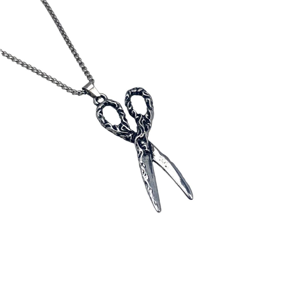 Персонализированное креативное ожерелье из нержавеющей стали в стиле уличного панка с ретро-узором в виде ножниц, цепочка для свитера