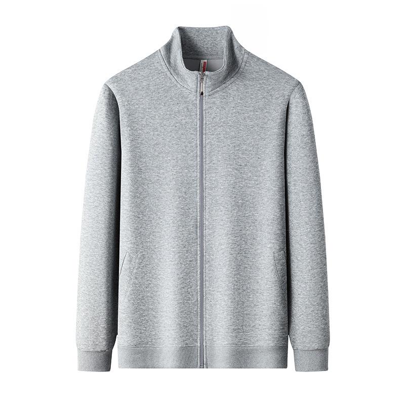 Мужская куртка из гребенного хлопка с воротником-стойкой, осень 2025: Повседневный спортивный кардиган-свитшот однотонного цвета