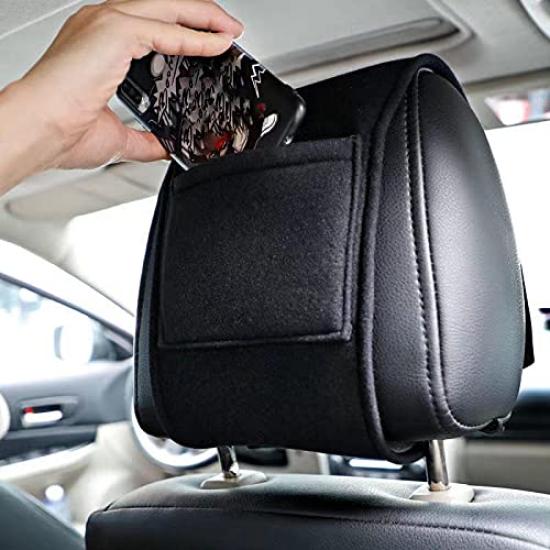 XIAOLINGDANG Car Headrest Covers Seat Accessories Exclusive Embroidered Car Logo with Comfortable Lint To Protect Headrest Covers Black Set of 2
