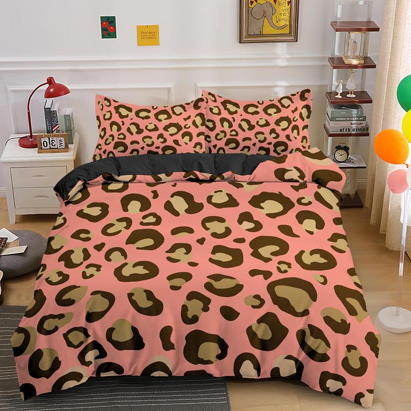 Leopard Print King Queen Duvet Cover Brown Cheetah Skin Pattern Bedding Set For Teens Girl Women Leopard 2/3pcs Soft Quilt Cover
