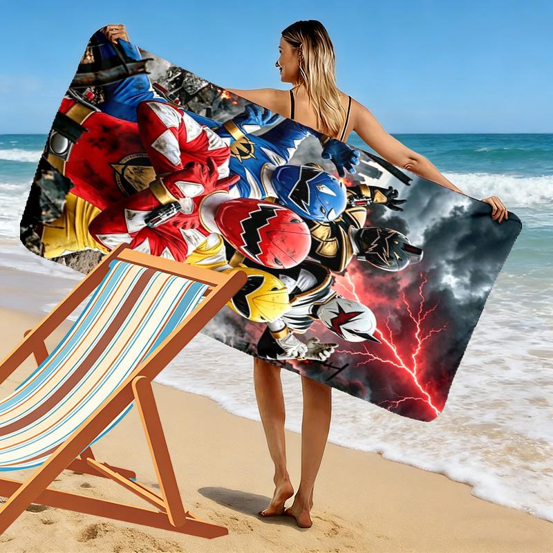 Power Rangers Print Beach Towel, Large Soft Quick Dry Towel for Beach Camping Swimming