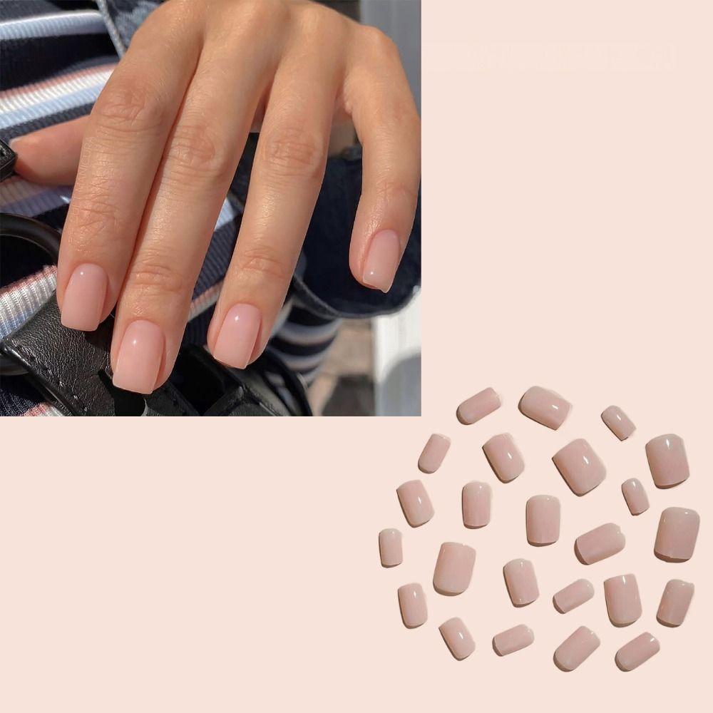 Solid Color Simple Style False Nail Square Shape Press on Nails Reusable Nail Tips Women