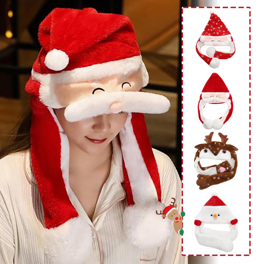 Christmas Gifts Santa Pinching Moving Ears Hat Elk Headgear Headdress Decorations Small Gifts Christmas Ornaments New Year For Christmas Decorations