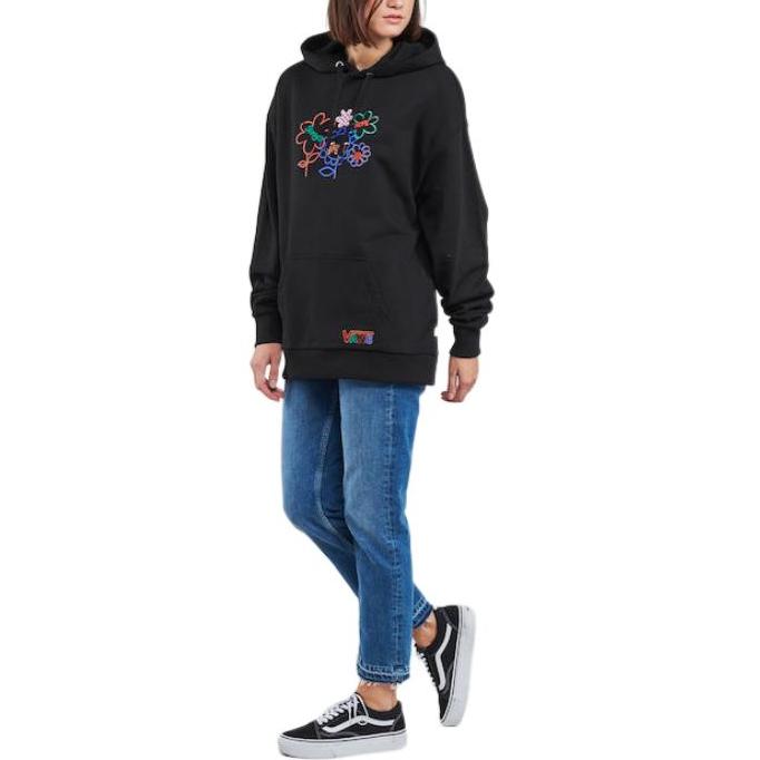Vans Толстовка с капюшоном с цветочным принтом и длинными рукавами Женские топы Черный VN0A5LK2BLK