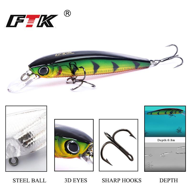 FTK Искусственная приманка для рыбалки Mino, жесткое крепление, гольян, 7 цветов на выбор, 9 см, 8 г, глубина 0-0,8 м, профессиональное качество, популярная модель