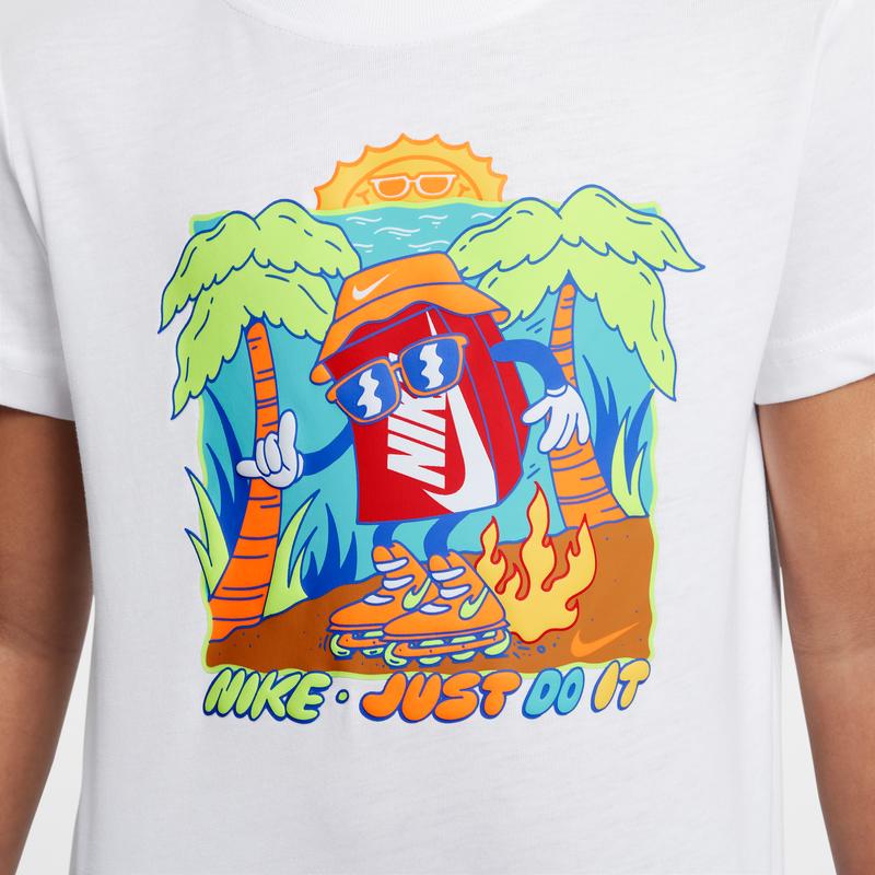 Nike Свободная спортивная повседневная мягкая удобная универсальная футболка с коротким рукавом детские топы белая II3031-100