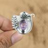 Natural African Amethyst 925 Silver Promise Flower Adjustable Ring For Women