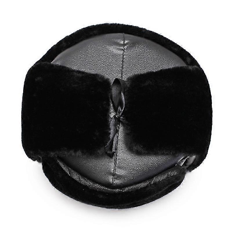 Unisex Aviator Hat Faux Leather Pilot Cap Winter Trapper Hunting Hat