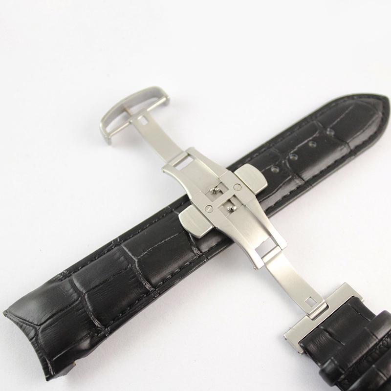 Серия COUTURIER 23 мм T035617A T035439A Серебряная пряжка-бабочка + натуральная кожа с изогнутым концом ремешок для часов браслет для T035