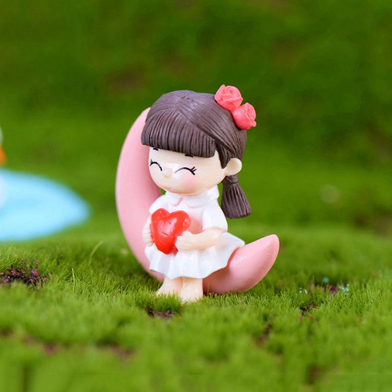 Moon Couple Miniature Figurine Fairy Garden Dollhouse Decor Micro Landscape