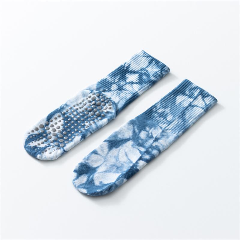 Новые Осенне-Зимние Носки для Йоги Серии Tie Dye с Кленовыми Листьями, Утолщенные, Противоскользящие, Фитнес-Носки для Пола