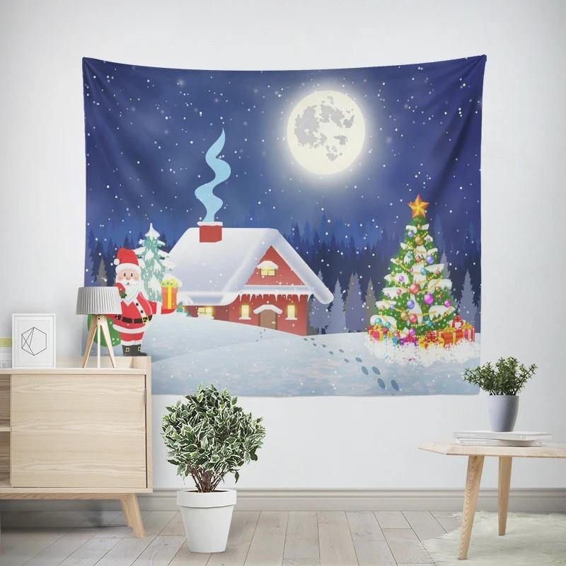 Новогодняя Рождественская Ночь Санта-Клаус Узор Гостиная Спальня Декоративный Гобелен