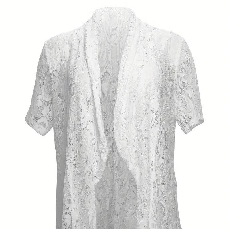 Женский летний модный кружевной элегантный костюм с коротким рукавом, летняя куртка, топ