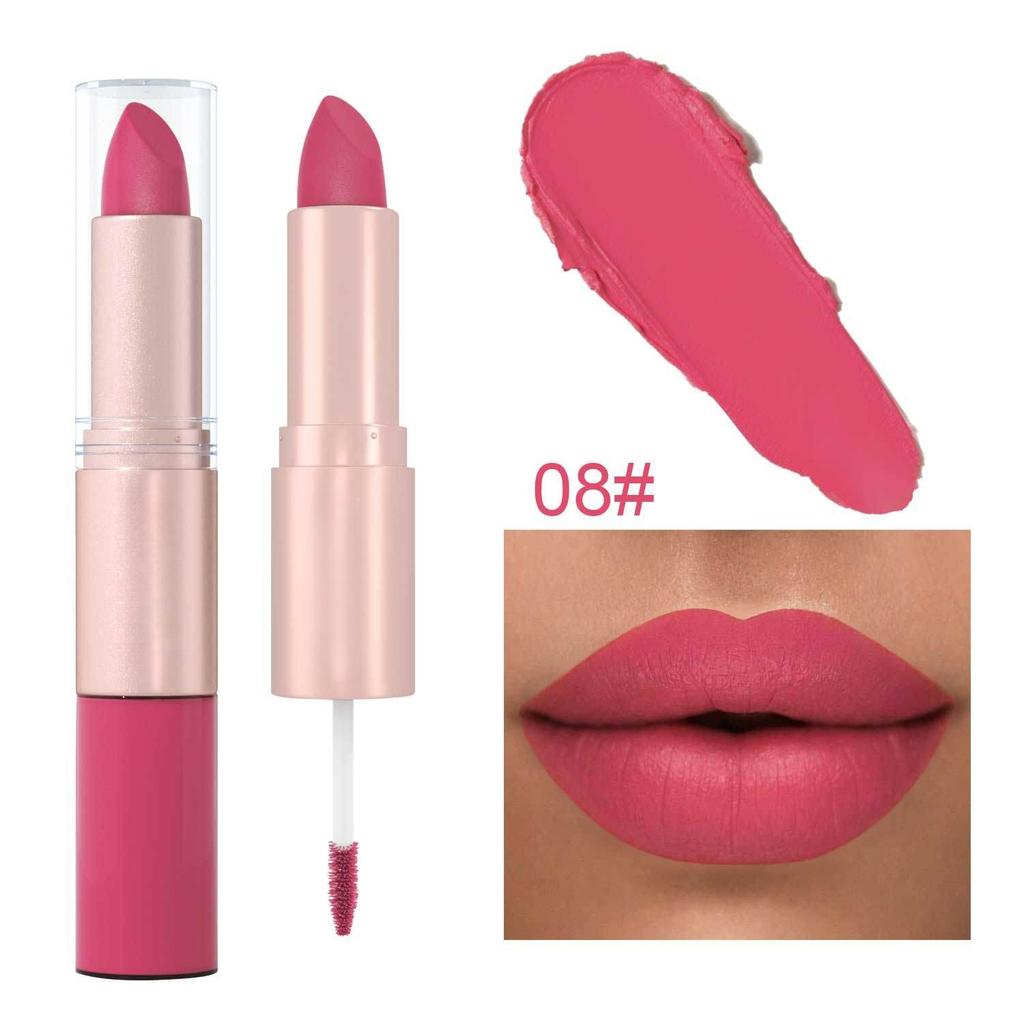 12-color Matte Velvet Lip Gloss Waterproof and Long-lasting Liquid Lipstick Non-stick To Cups Lip Color Pigment Cosmetic Lipstick and Lip Gloss In One
