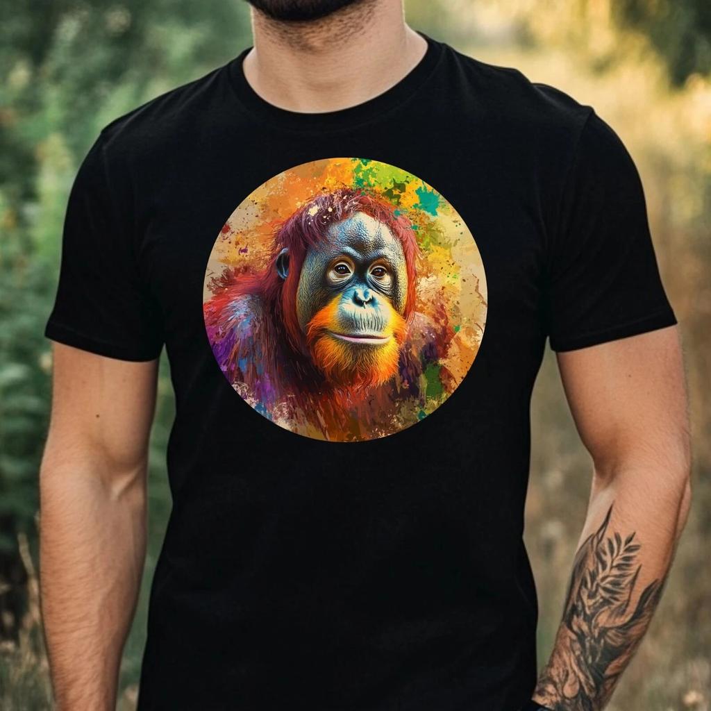 T-Shirt Herren Orang Utan Portrait Motiv Baumwolle Größe XS bis 5XL