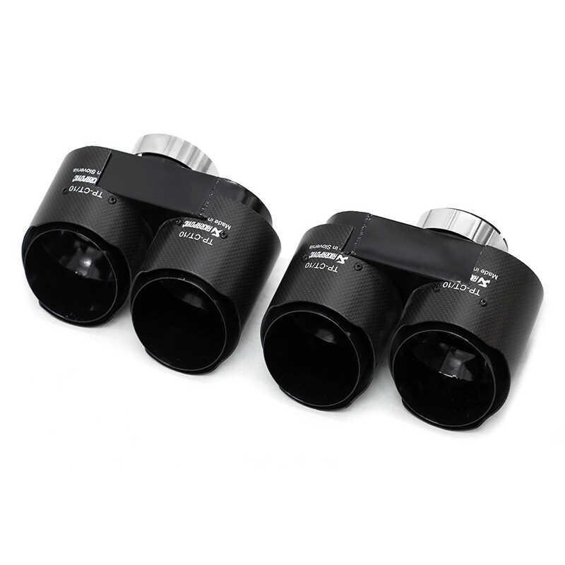 Квадракромированные выхлопные трубы из нержавеющей стали и черного углеродного волокна для BMW 4 серии (425, 430, G22, G26) - Не требуется резка/сварка