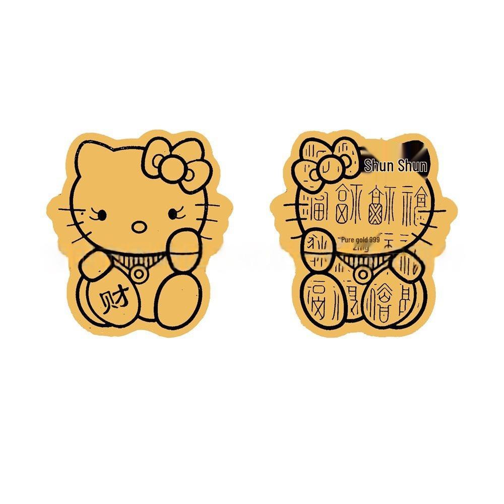 999 Pure Gold Wealth Cat Sticker: Prosperity Generator & Creative Gift for Mobile.