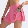 High Waist Pleated Tennis Skirt with Pockets - Elastic, Anti-Exposure Yoga Fitness Skort