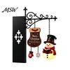 Decorative Metal Book Supports Christmas Bookshelf Hanging Light, Snowman Nook Lamp, Garden Balcony Decor Floating Library Lantern Decor, Holiday