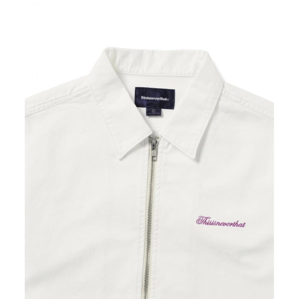Thisisneverthat Рубашка с коротким рукавом на молнии из выбеленного денима, цвет молочно-белый