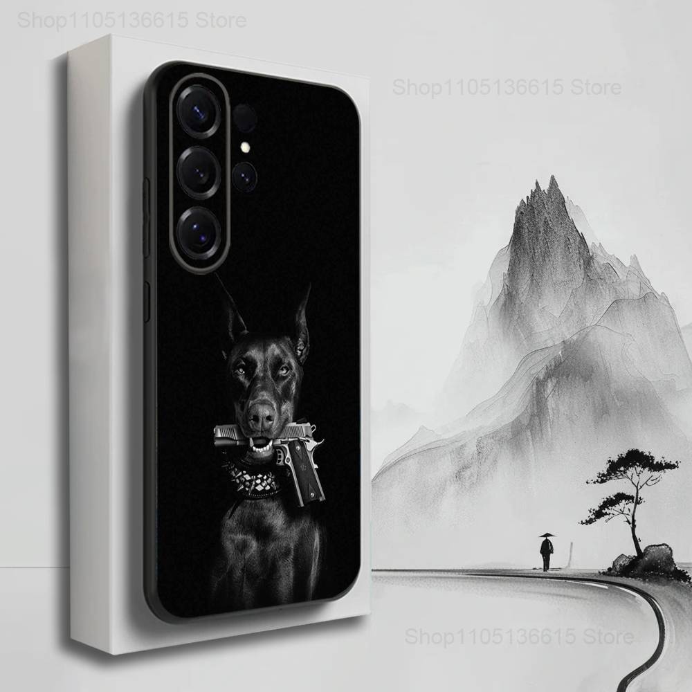 Funny Expression Doberman Dog Case For Samsung S21,S9,S22,S25,S20,S10,Plus,Ultra,S24,S23,FE,Lite,Soft Silicone Black