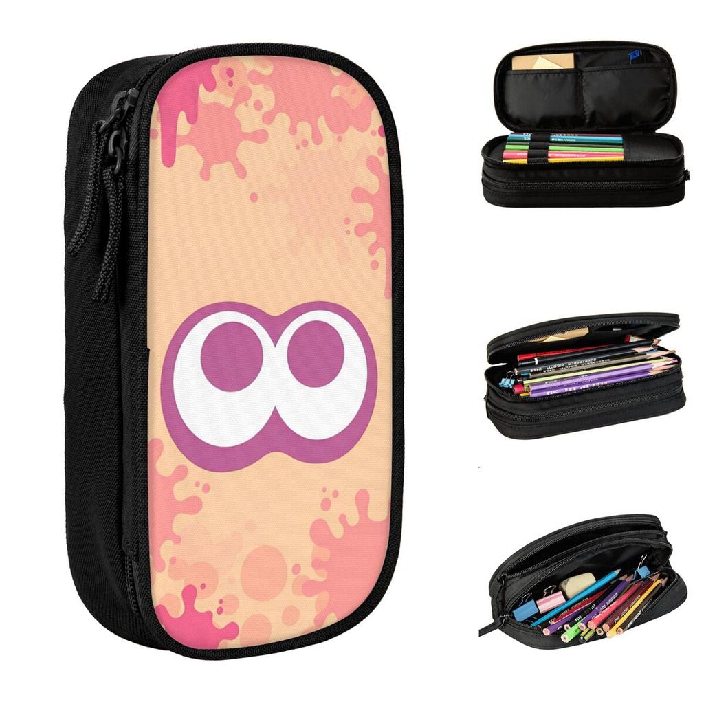 Splatoons Shoot Video Game Pencil Case School Pencil Cases Layer Child Kawaii Large Capacity Pencil Pouch School Stationery