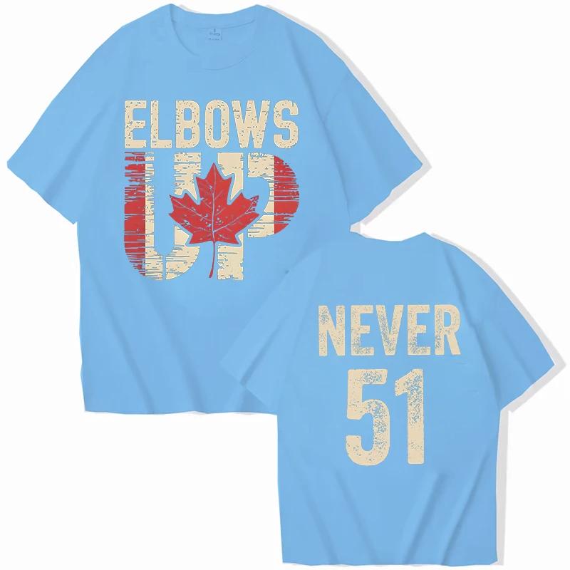 Retro Elbows Up Never 51 Canada Print Women T-shirts Casual Summer Tees Funny Vintage Tshirt Graphic Tops Female Clothing