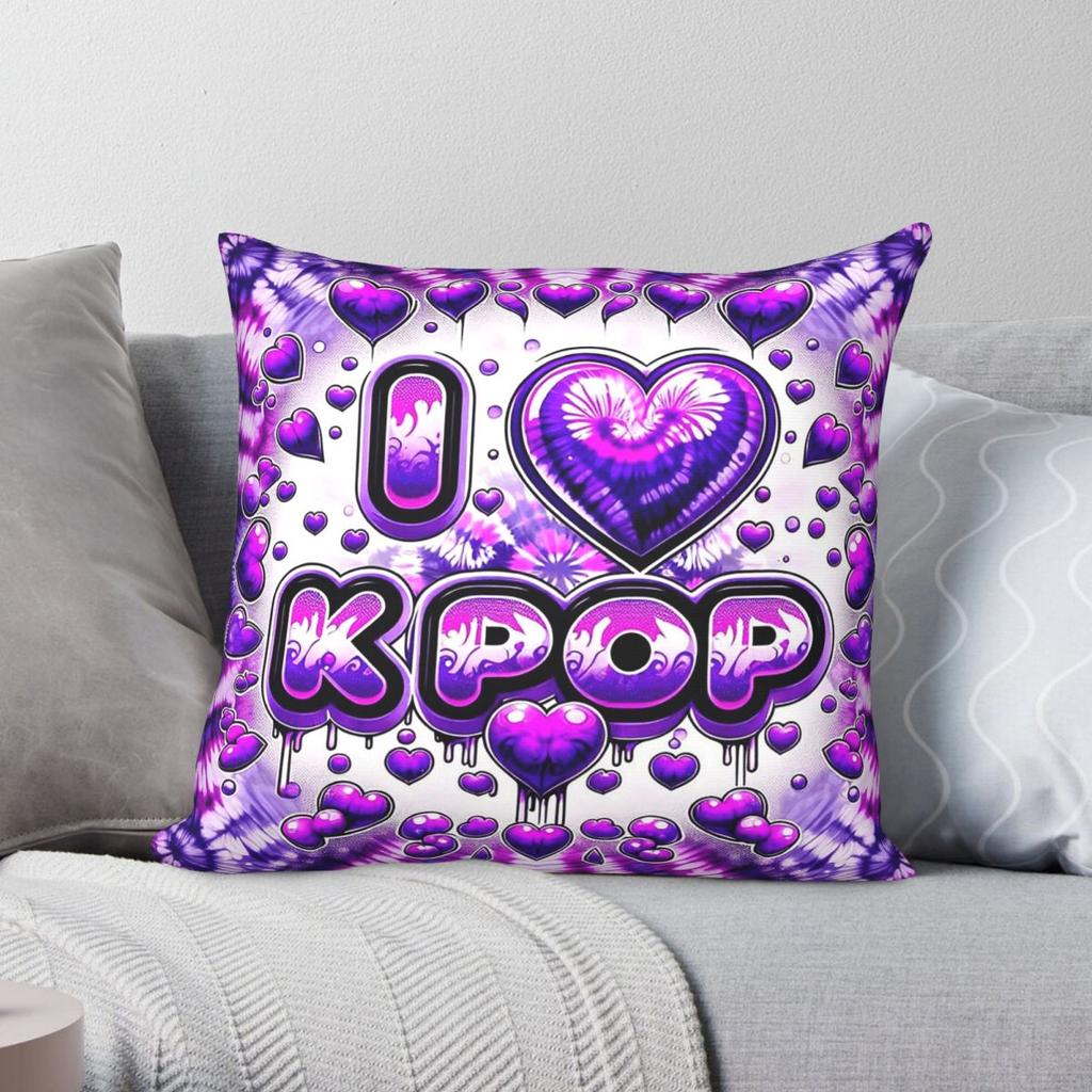 Я Люблю Kpop Квадратная Наволочка Полиэстер Лен Бархатный Узор Молния Декоративная Подушка Наволочка Чехол для Автомобильной Подушки