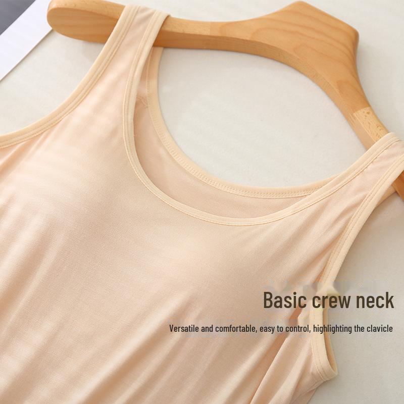 Модальная подкладка большого размера для женщин, облегающий крой, однотонный, универсальный цельный, круглый вырез