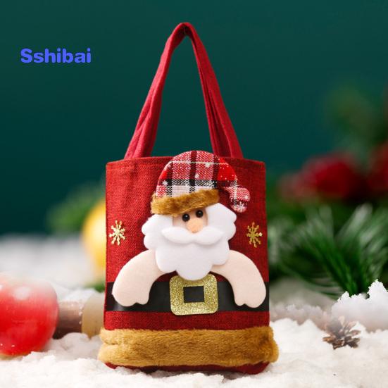 Рождественский подарок Сумочка Портативная ручка Мультфильм 3D Санта-Снеговик Лось Медведь Прочная ткань Многоразовая продуктовая конфета Вечеринка Подарочная сумка