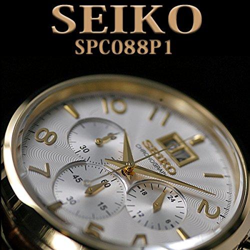 Seiko Классические мужские наручные часы с хронографом, водозащитой 100 м и большим индикатором даты SPC088P1